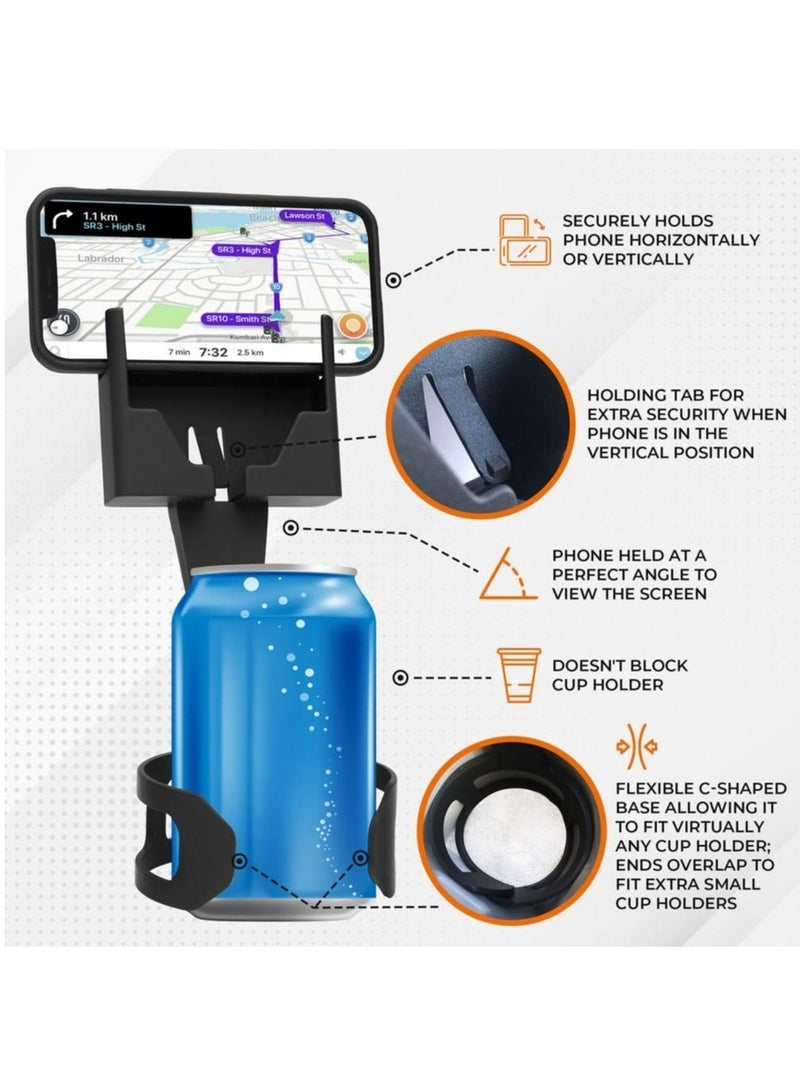 Car Phone Holder Stable 2 in 1 Anti-falling Support Black Cup Holder Phone Mount Auto Phone Stand Mount Car Supply - Image 2