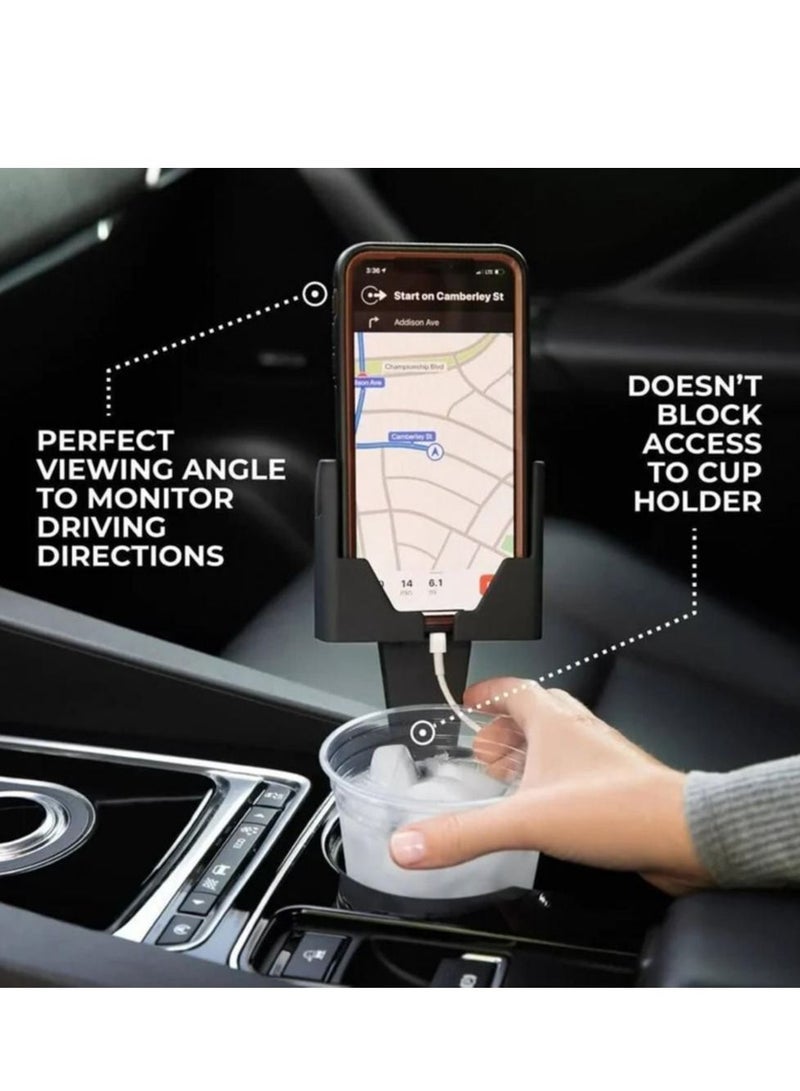 Car Phone Holder Stable 2 in 1 Anti-falling Support Black Cup Holder Phone Mount Auto Phone Stand Mount Car Supply - Image 3