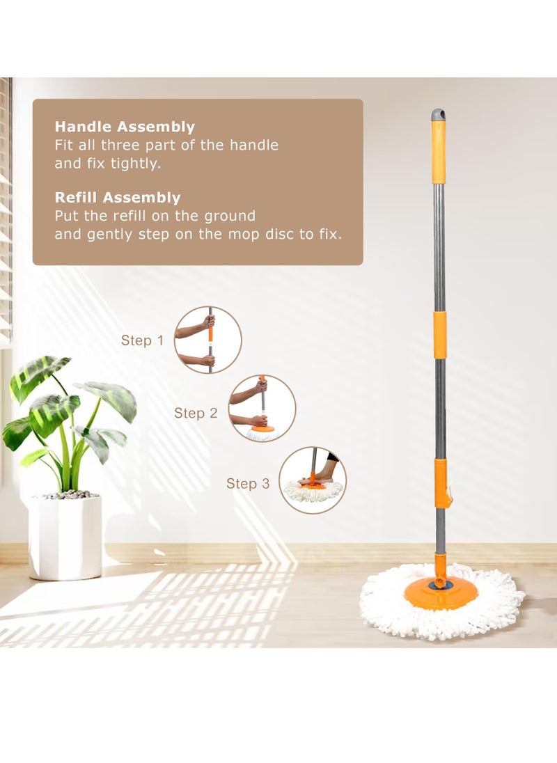 Bright Home - 360° Spin Mop Bucket Set With Adjustable Handle Effortless Dust Separation Perfect For for Wooden Floor, Tiles and Laminate Floors - Image 1