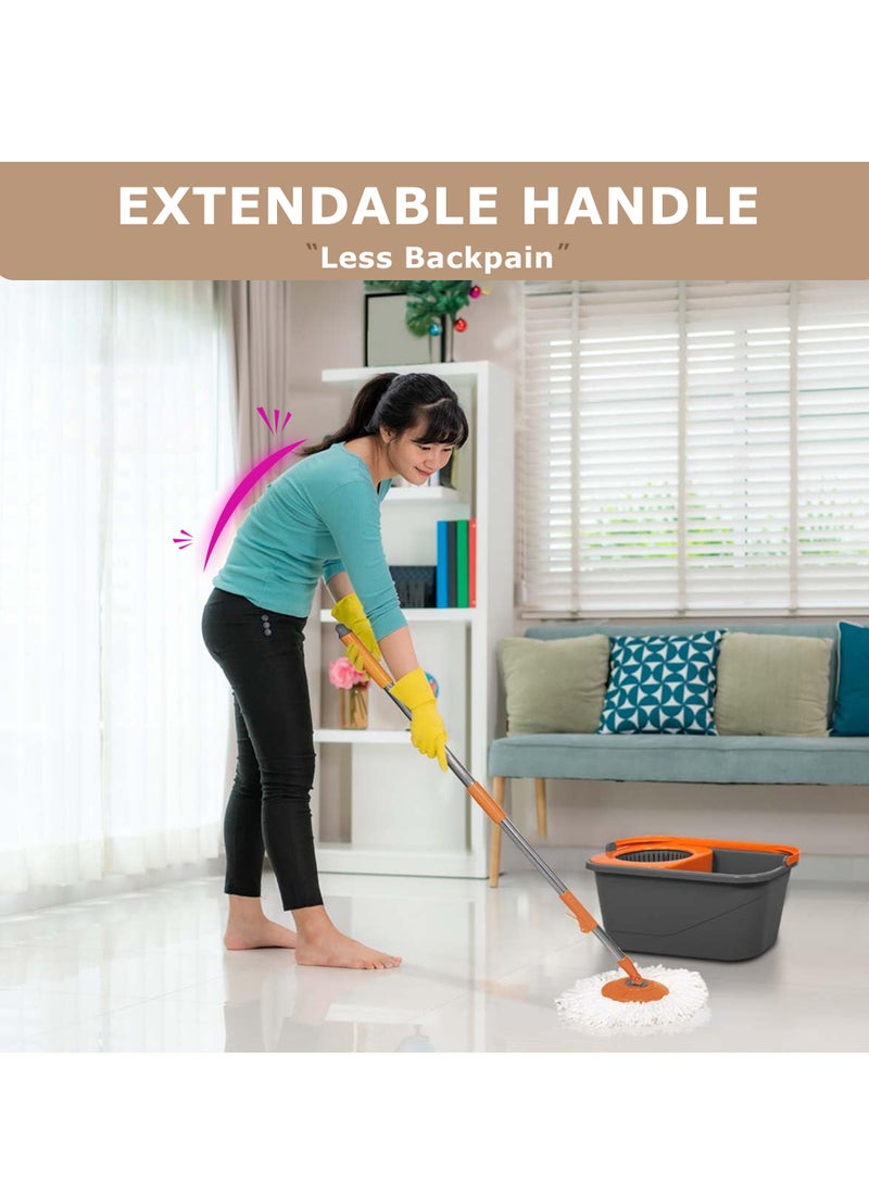 Bright Home - 360° Spin Mop Bucket Set With Adjustable Handle Effortless Dust Separation Perfect For for Wooden Floor, Tiles and Laminate Floors - Image 1