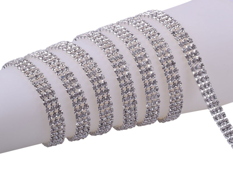 KAOYOO 3 Rows 2 Yards 3MM Crystal Rhinestone Chain Trim for Sewing Crafts,DIY Decoration - Image 1