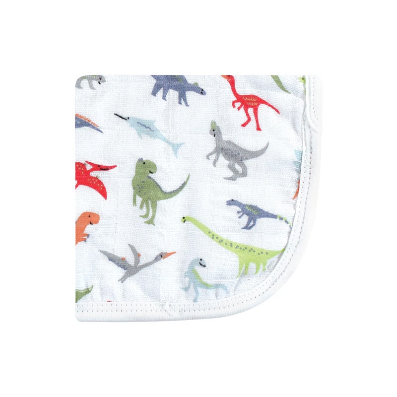 Hudson Baby Unisex Baby Cotton Muslin Washcloths, Dino, 10x10 in - Image 3