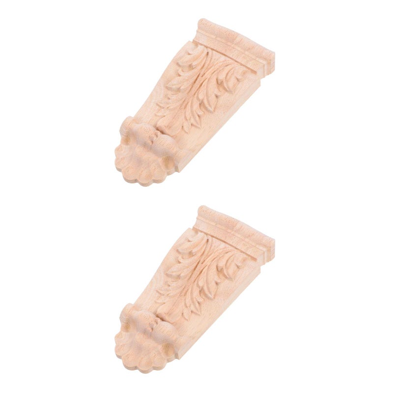 2pcs Wood Onlay Applique For Bed Door Cabinet Wardrobe Closet Furniture Decoration Decorative Trim Unpainted Corner Decal - Image 1
