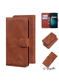 HuHa Case Cover For Realme 5/5S/6i/5i/Narzo 10/Narzo 10A Skin Feel Pure Color Flip Leather Phone Case Brown 
