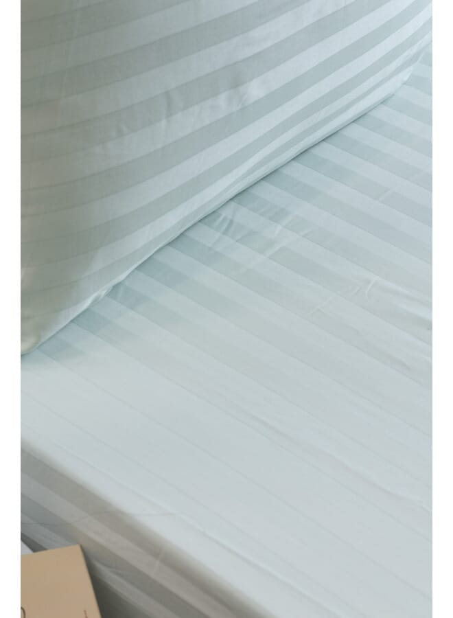 MEHALLA Fitted Sheet Set-Satin Stripe 2cm 1 Bed Sheet - 2 Pillowcases - Pistachio - 180 *200 - 100% Egyptian cotton - Image 2
