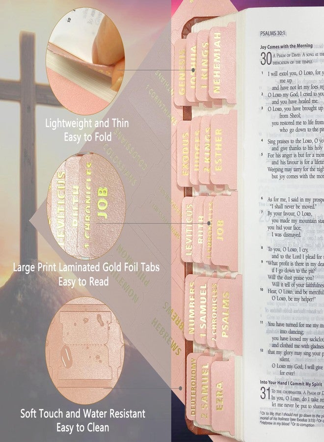 Erilano Erllano Bible Tabs for Women and Men - Leather Paper Bible Index Tabs - Large Gold Foil Laminated Tabs - Bible Journaling Supplies,Easy to Read & Navigate (Pink) - Image 2