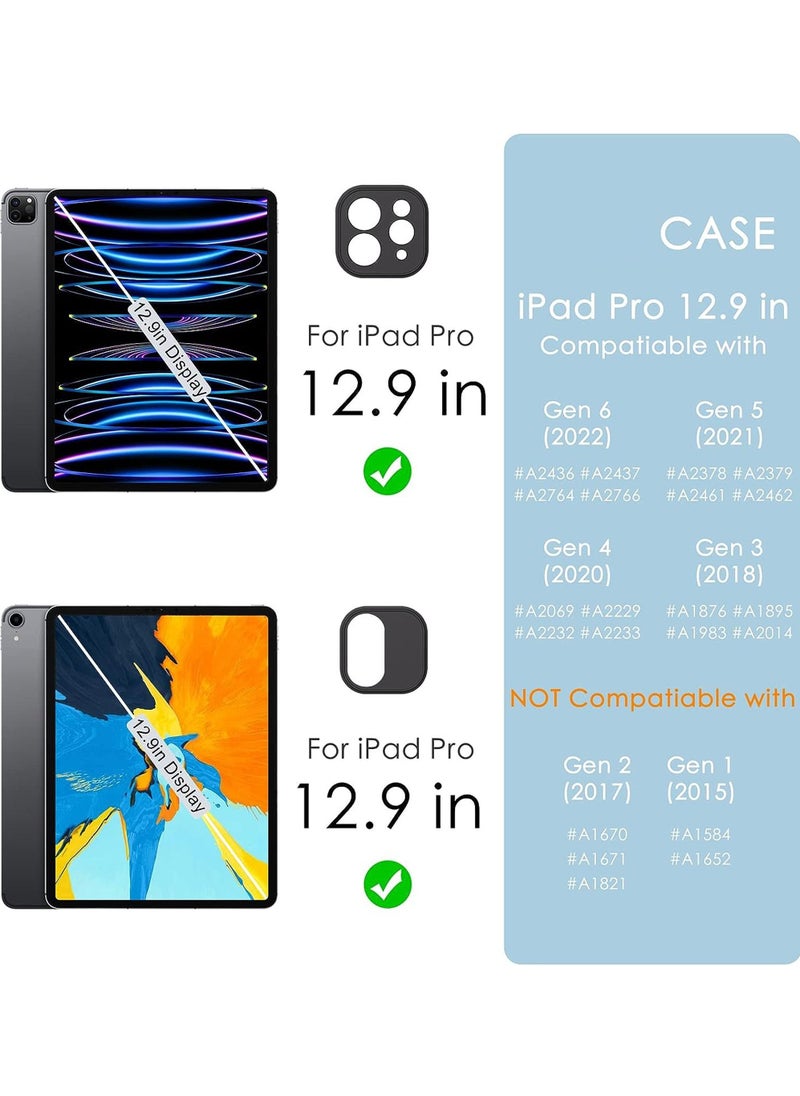 Rock Pow - Hybrid Rotating Case for iPad Pro 12.9 Inch (6th/5th/4th/3rd Generation 2022/2021/2020/2018) - 360 Degree Rotating Stand + Pencil Holder + Auto Sleep/Wake Shockproof Clear Back Cover - Image 1