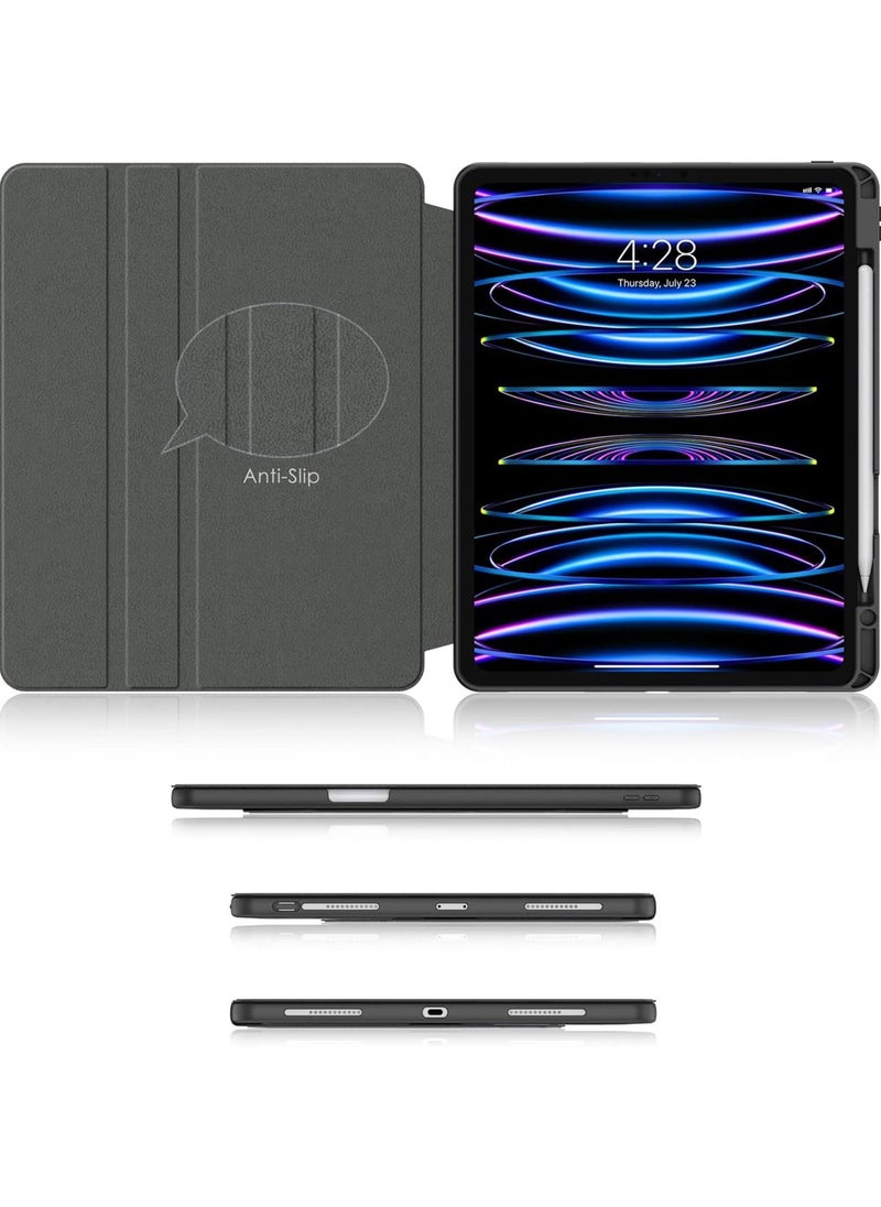 Rock Pow - Hybrid Rotating Case for iPad Pro 12.9 Inch (6th/5th/4th/3rd Generation 2022/2021/2020/2018) - 360 Degree Rotating Stand + Pencil Holder + Auto Sleep/Wake Shockproof Clear Back Cover - Image 1