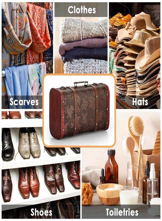 ELLDOO صندوق تخزين خشبي عتيق من ELLDOO، حقيبة سفر مزخرفة محمولة بنقشة عنب، صندوق تذكاري لكنوز القراصنة للهدايا والديكور والسفر - Image 4