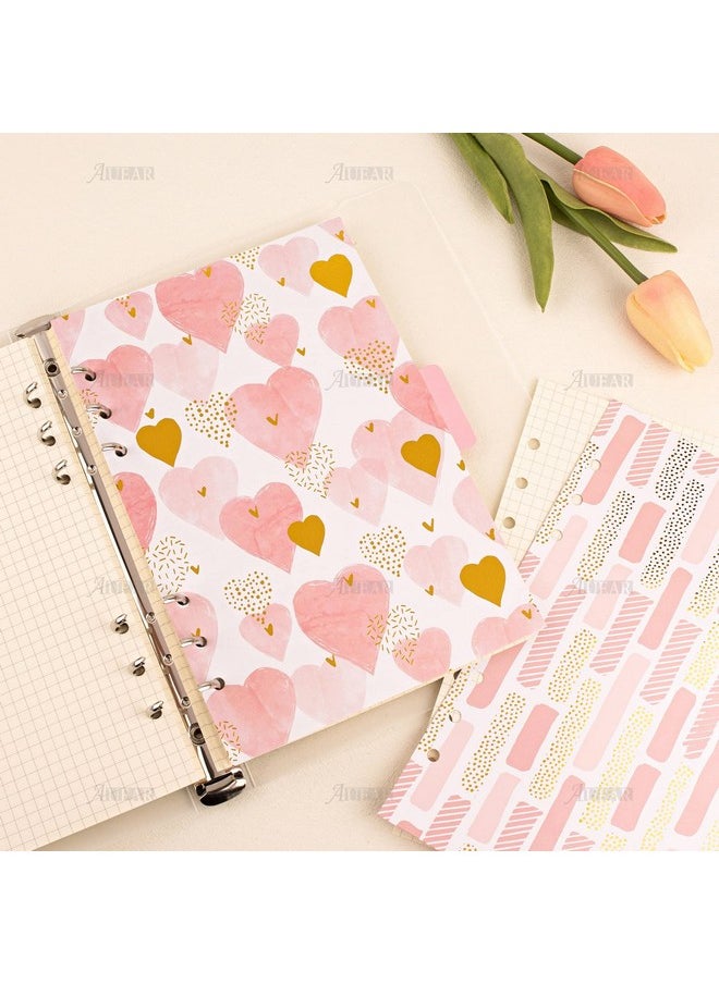 AUEAR , 10 Pack Pink Binder Index Dividers A5 Binder Insertable Index Page Divider Cute Binder Paper Category Page Tab For 6 Ring Planner Notebook Travel Diary  - Image 4