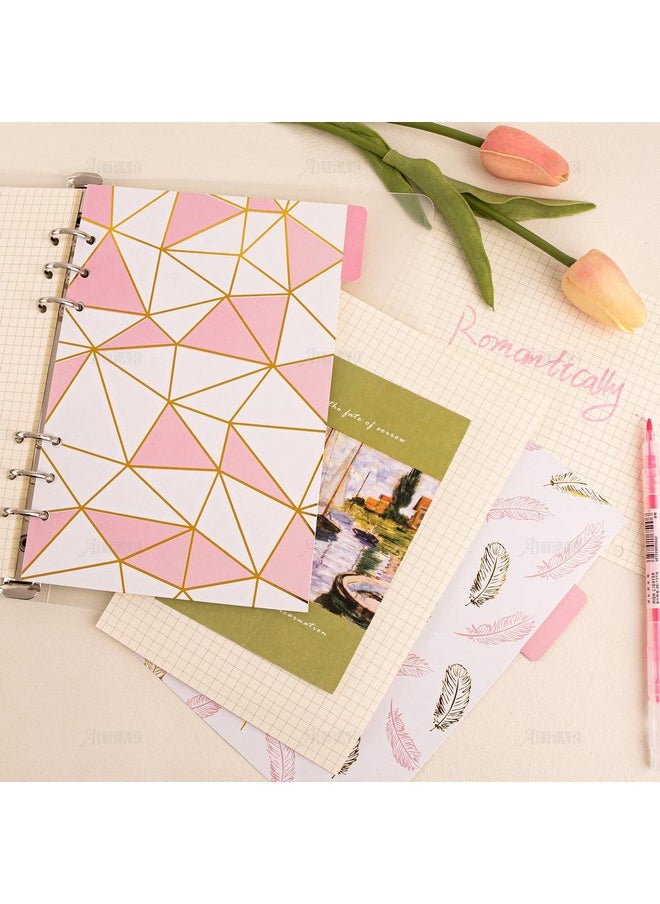 AUEAR , 10 Pack Pink Binder Index Dividers A5 Binder Insertable Index Page Divider Cute Binder Paper Category Page Tab For 6 Ring Planner Notebook Travel Diary  - Image 3