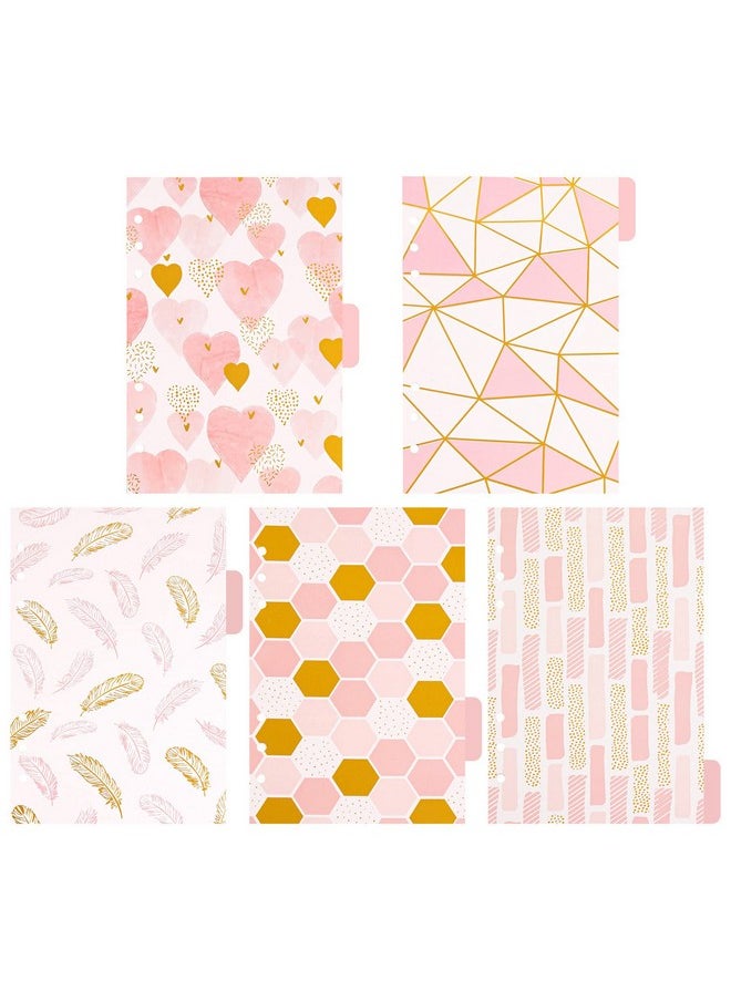 AUEAR , 10 Pack Pink Binder Index Dividers A5 Binder Insertable Index Page Divider Cute Binder Paper Category Page Tab For 6 Ring Planner Notebook Travel Diary  - Image 1