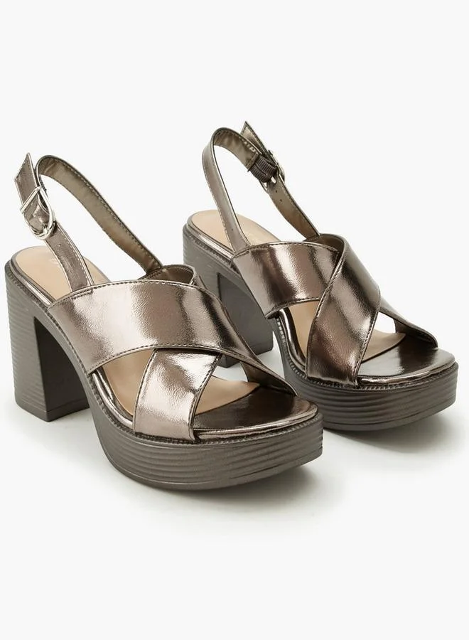شور ستيب Women Cross Strap Platform Heel Sandals
