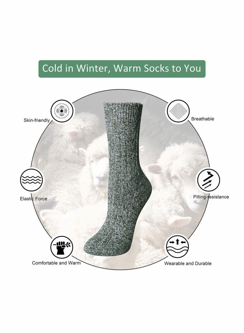 Y&D Pack of 5 Womens Winter Socks Warm Thick Knit Wool Soft Vintage Casual Crew Gifts - Image 3