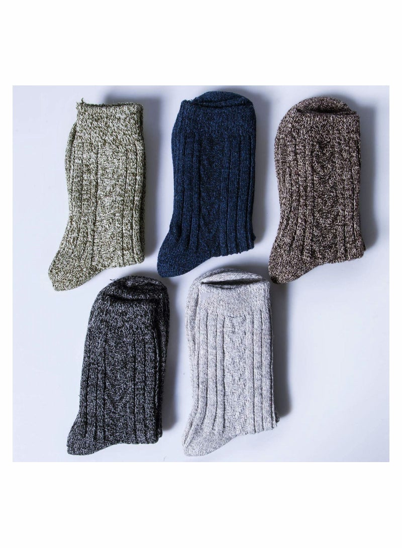 Y&D Pack of 5 Womens Winter Socks Warm Thick Knit Wool Soft Vintage Casual Crew Gifts - Image 2