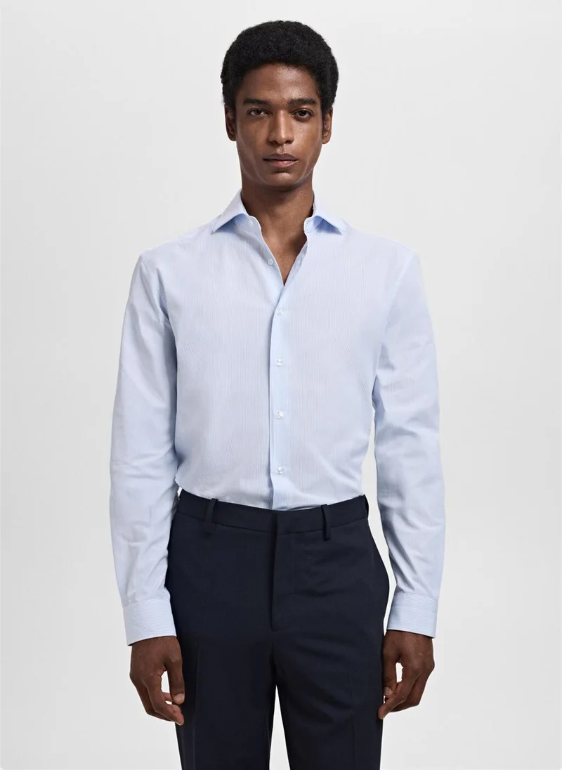 Mango Man Slim fit thousand striped suit shirt