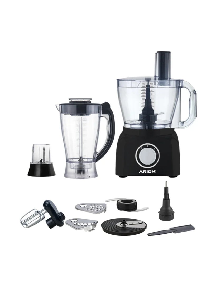 أريون اريون محضر الطعام احترافي 1400 واط - وعاء 3.0 لتر، متعدد الوظائف، سرعة مزدوجة وقفل أمان (موديل: AR1400W، أسود - Image 1