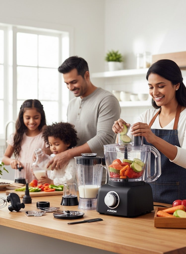 أريون اريون محضر الطعام احترافي 1400 واط - وعاء 3.0 لتر، متعدد الوظائف، سرعة مزدوجة وقفل أمان (موديل: AR1400W، أسود - Image 2