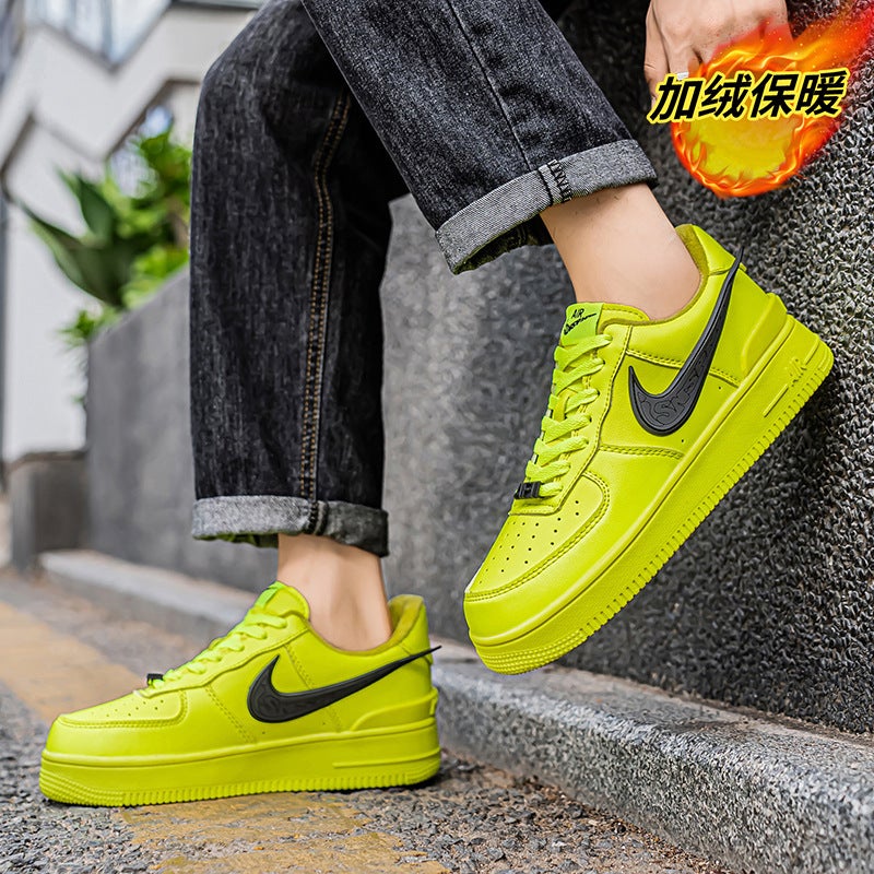 Air Force One Winter Shoes Men'S Shoes Fluorescent Green Ambush Women'S Low-Top Aj Fleece-Lined Af1 Cotton Shoes Putian Sneakers - Image 2