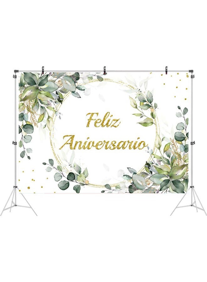 Ticuenicoa 7x5ft Feliz Aniversario Backdrop Mexican Happy Anniversary Photography Background Greenery Cheers to 10 Years 50th Wedding Birthday Party Supplies Decorations Banner Photo Booth Props Gifts - Image 2