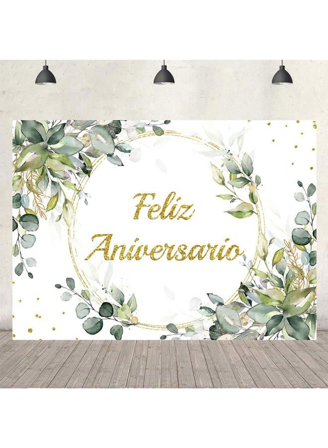 Ticuenicoa 7x5ft Feliz Aniversario Backdrop Mexican Happy Anniversary Photography Background Greenery Cheers to 10 Years 50th Wedding Birthday Party Supplies Decorations Banner Photo Booth Props Gifts - Image 4
