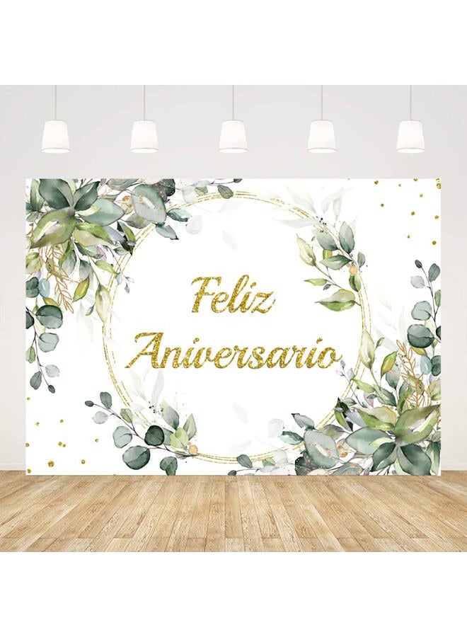 Ticuenicoa 7x5ft Feliz Aniversario Backdrop Mexican Happy Anniversary Photography Background Greenery Cheers to 10 Years 50th Wedding Birthday Party Supplies Decorations Banner Photo Booth Props Gifts - Image 1