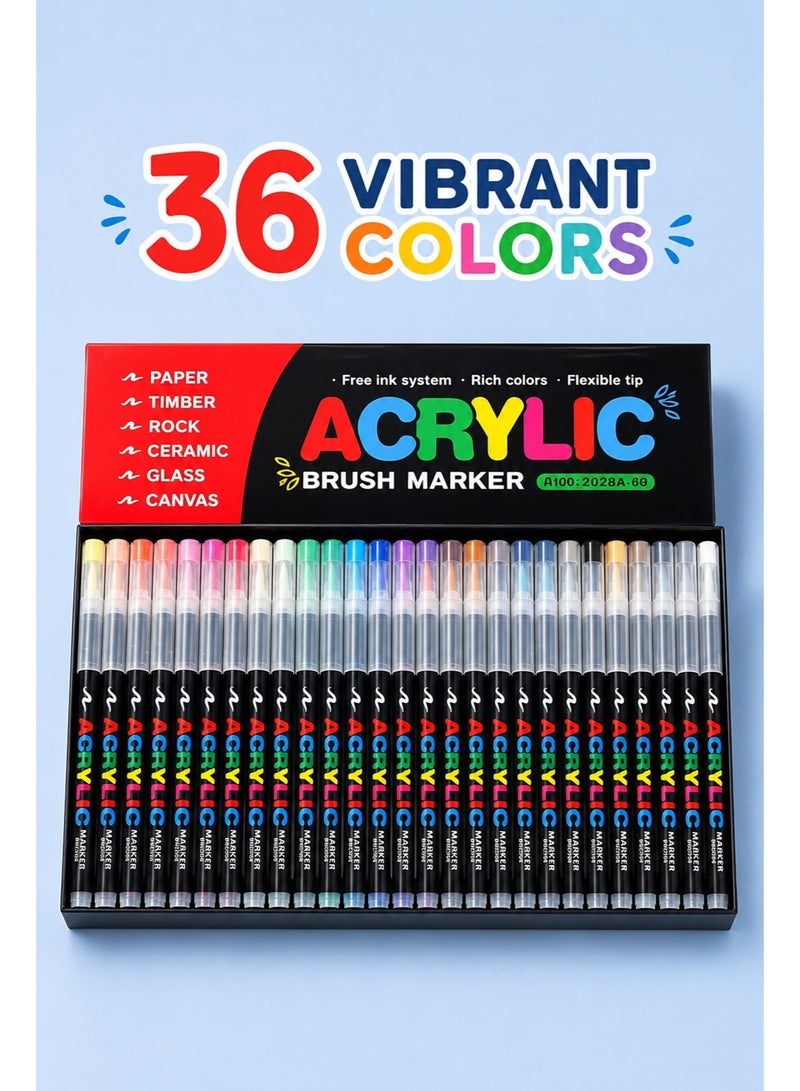 Aido 36-Color Acrylic Paint Marker Pens, Waterproof Quick-Dry Markers for DIY, Crafts, Glass, Wood and Rock - Image 2