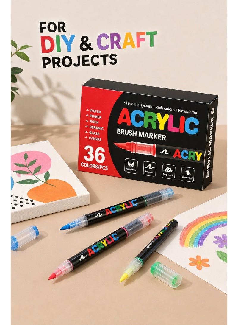 Aido 36-Color Acrylic Paint Marker Pens, Waterproof Quick-Dry Markers for DIY, Crafts, Glass, Wood and Rock - Image 5