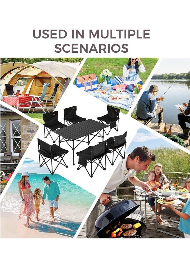 Mereza Foldable Camping Table, Outdoor Folding Table, Portable Family Outing Camping Picnic Table - Black Table (95*55*50cm) - Image 5