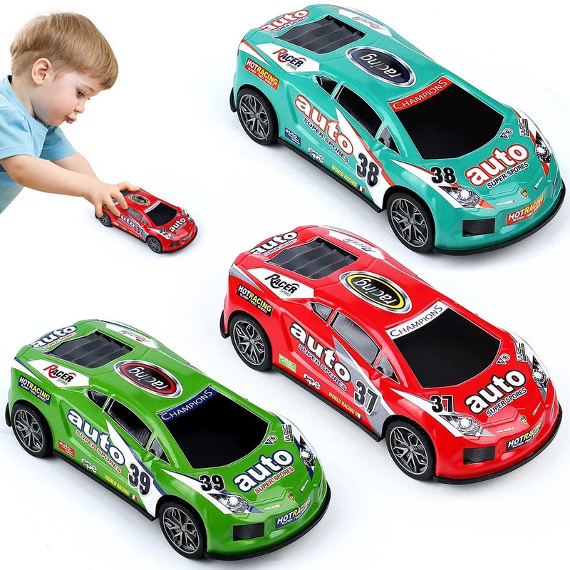 ZOHANINDL 7 inch Friction Power Car Toys Set Push and Go Pull Back Trucks Wind up Race Car 3 Pack Suitable for Toddlers 3 4 5 6 7 Year Old Kids Toys for Boys and Girls Birthday Party - Image 2