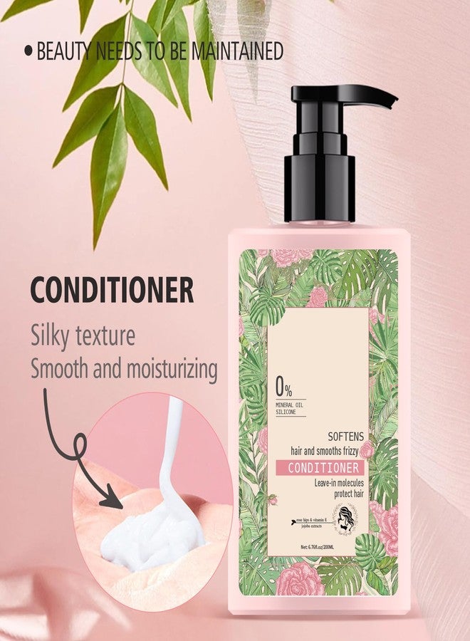 Grospe Rose Hair Conditioner,Softening Leave-In Conditioner With Rose Hips Extract,Vitamin E & Jojoba Oil,Softens Hair and Smooths Frizzy Conditioner,free from mineral oile,For Dry,Damaged Hair And Growth - Image 3