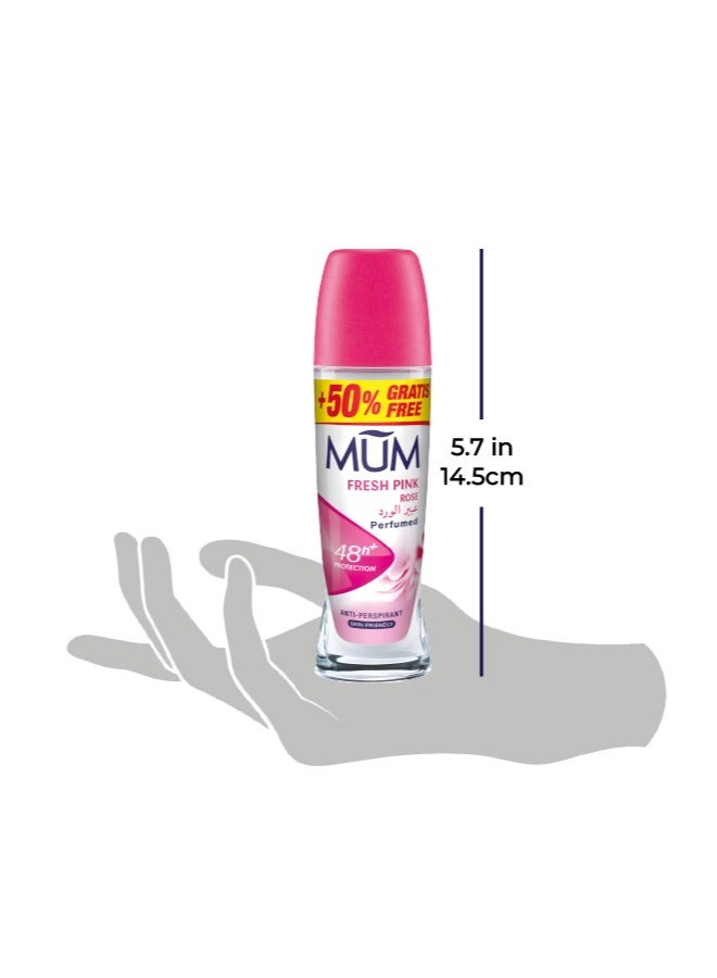 MUM Deodorant Roll-on - Fresh Pink Rose, 48-Hrs Protection, Quick Drying Formula For All Skin Type, Pack of 3, 75ml Each - Image 3