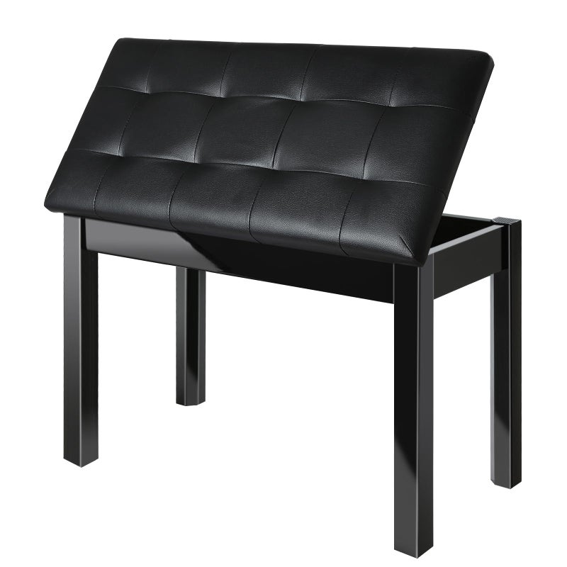 AODSK Wooden Duet Piano Bench with Padded Cushion and Storage Compartment for Music Books 29.13''x12.99''x18.11''(Black) (Duet Piano Bench) - Image 1
