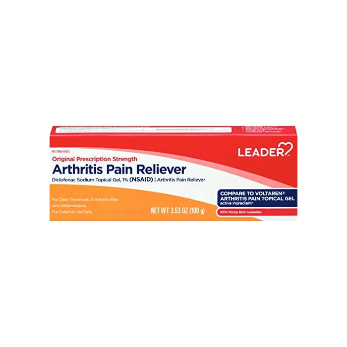 Leader Arthritis Pain Relief Gel, Original Prescription Strength, Diclofenac Sodium Topical Gel 1%, for Adults, Both Men & Women, and Children 12+, Compare to Voltaren, 3.53 Oz (Pack of 2) - Image 1