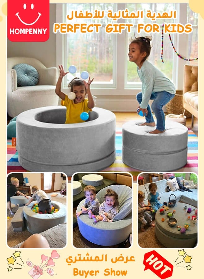 Hompenny Ramadan Gift, Multifunctional Children's Toy, Children's Creative Activity Center, Can Be Used as Game Sofa, Storage Box, Table  Chairs, Suitable for 1-12 Years, Grey - Image 1