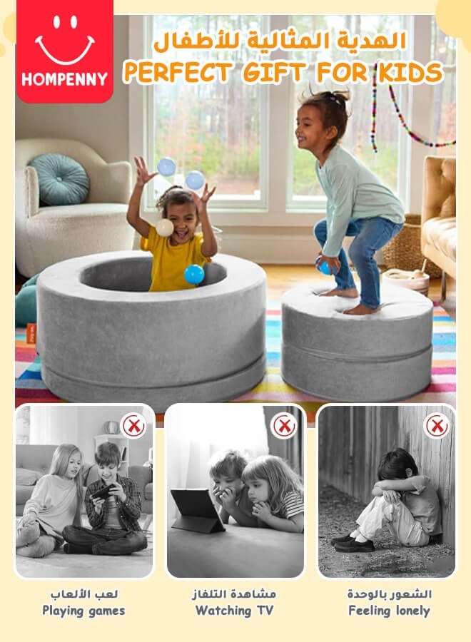 Hompenny Ramadan Gift, Multifunctional Children's Toy, Children's Creative Activity Center, Can Be Used as Game Sofa, Storage Box, Table  Chairs, Suitable for 1-12 Years, Grey - Image 5