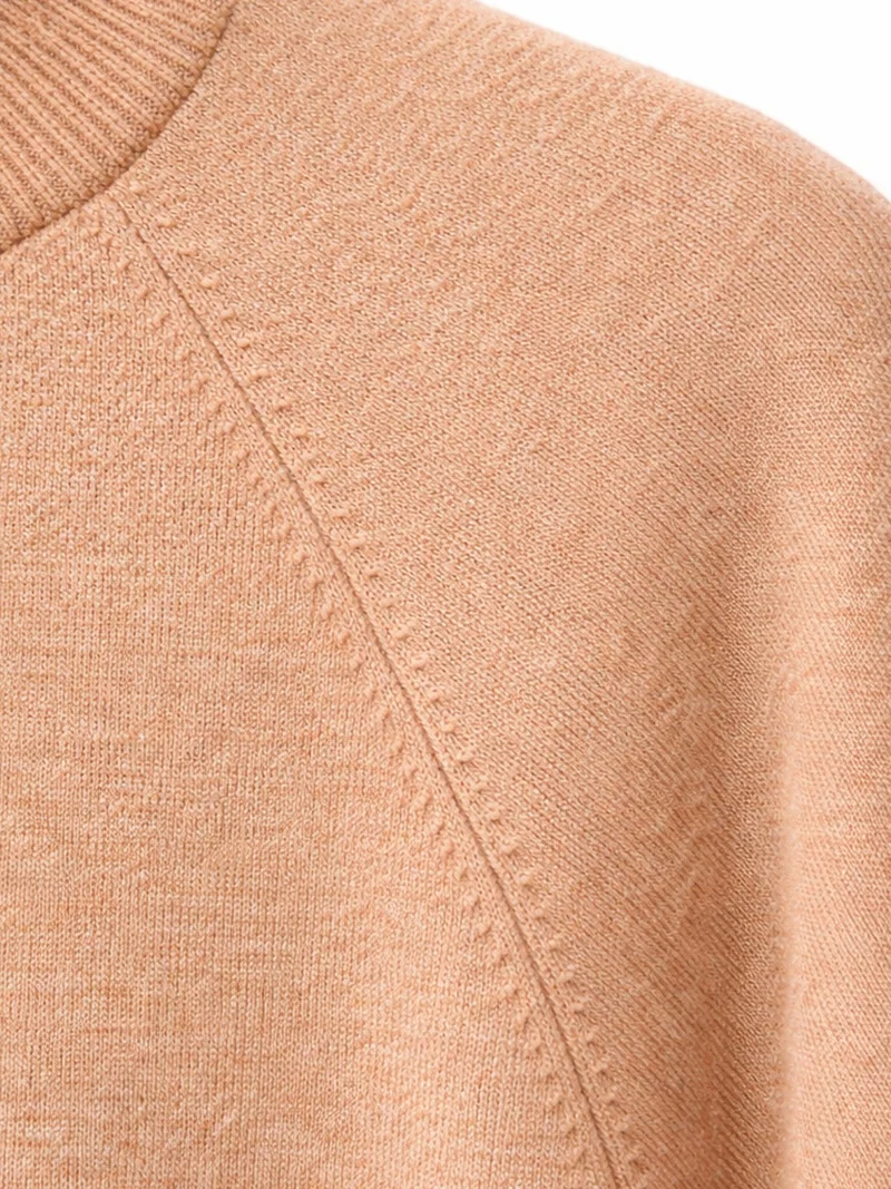 Mixray Beige Natural MIXRAY Oversized Ribbed Half Turtleneck Sweater for Women | Best Price UAE