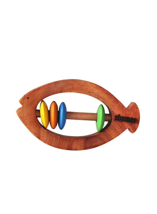 Shumee Wooden Fish Rattle Rings And Teethers For Infants ; Sensory Toy ; 100% Safe Natural & Ecofriendly ; 6 Months+  - Image 1
