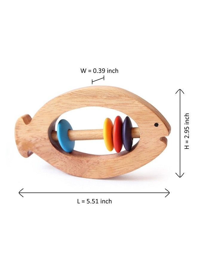 Shumee Wooden Fish Rattle Rings And Teethers For Infants ; Sensory Toy ; 100% Safe Natural & Ecofriendly ; 6 Months+  - Image 3