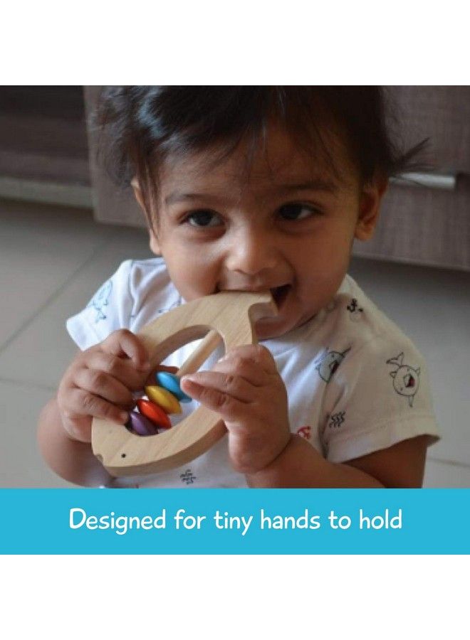 Shumee Wooden Fish Rattle Rings And Teethers For Infants ; Sensory Toy ; 100% Safe Natural & Ecofriendly ; 6 Months+  - Image 4