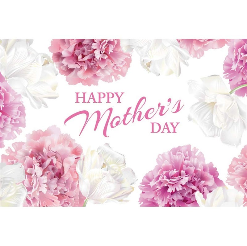 Leowefowa Happy Mother's Day Backdrop for Photography 5x3ft Vinyl Elegant White Pink Flowers Paintings Background Togetherness Photo Shoot Party Banner Wallpaper Studio Props - Image 5
