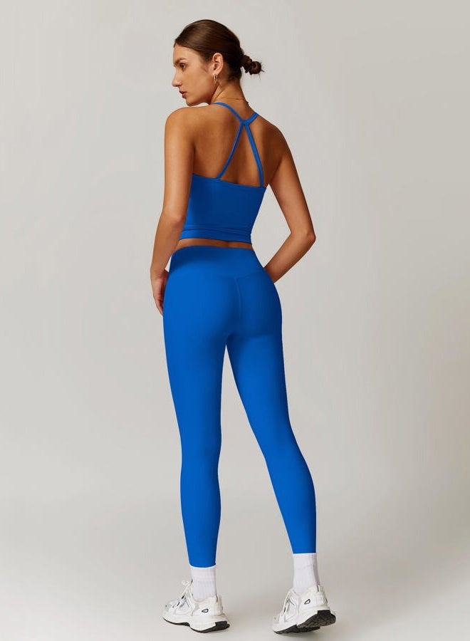 ABOCIW Workout Sets for Women 2 Piece Padded Sports Bra Tank Top High Waist Leggings Sets Gym Yoga Work Out Clothes, Royal Blue, S - Image 2