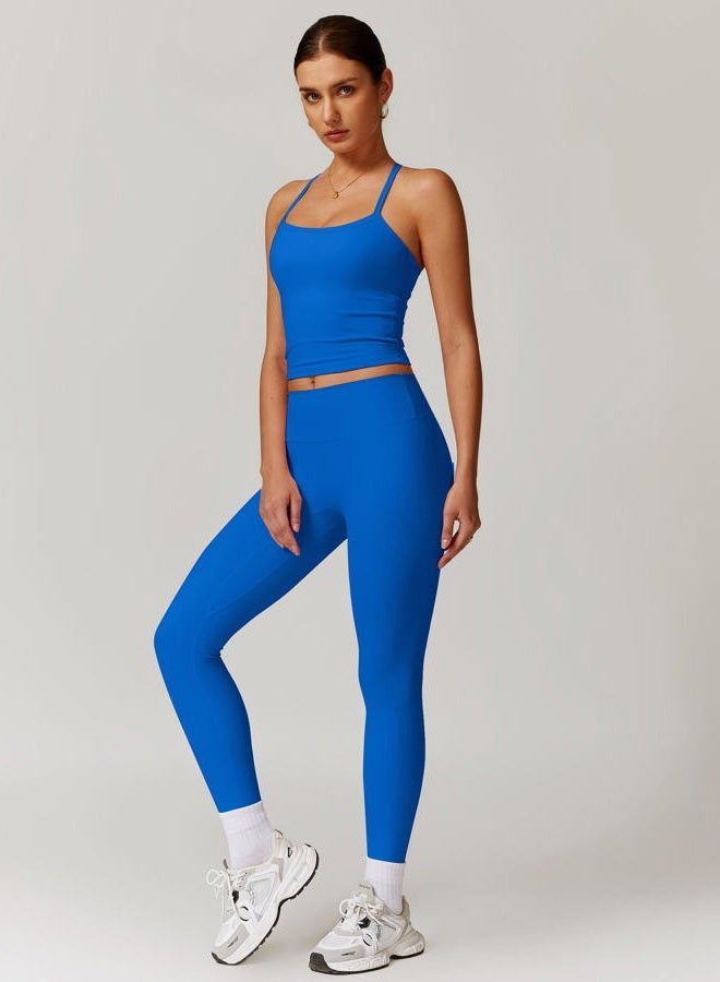 ABOCIW Workout Sets for Women 2 Piece Padded Sports Bra Tank Top High Waist Leggings Sets Gym Yoga Work Out Clothes, Royal Blue, S - Image 4