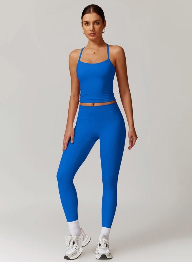 ABOCIW Workout Sets for Women 2 Piece Padded Sports Bra Tank Top High Waist Leggings Sets Gym Yoga Work Out Clothes, Royal Blue, S - Image 3