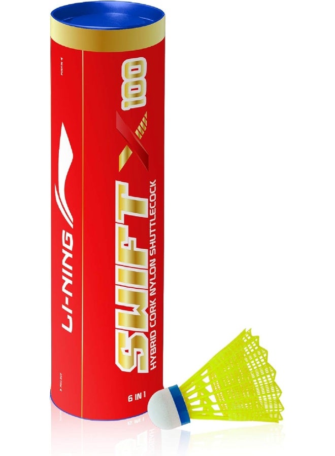 Li-Ning كرة الريشة نايلون سويفت X100 (صفراء، سرعة متوسطة) - Image 1