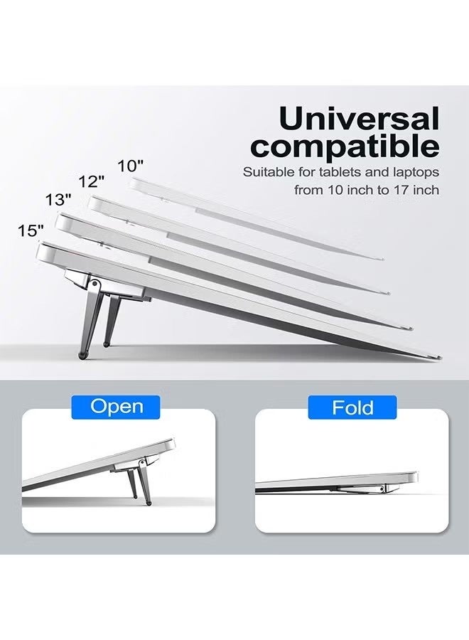 حامل كمبيوتر محمول غير مرئي محمول مكون من قطعتين، وسادة تبريد صغيرة من سبائك الزنك، حامل لوحة مفاتيح الكمبيوتر، حامل سطح مكتب كمبيوتر محمول خفيف الوزن ومريح، مناسب لأجهزة الكمبيوتر المحمولة مقاس 12-17 بوصة مثل MacBook Pro/Air وLenovo - Image 4