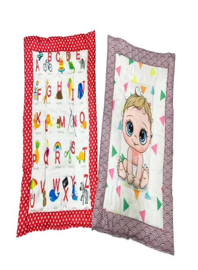 RUMPES New Born Baby Godadi Set Soft Cotton Baby godi | Godari | Baby Bedding Sheet | Crib Sheet | Cartoon Mats Baby Bed (Pack of 2) (RED,Cream) - Image 1
