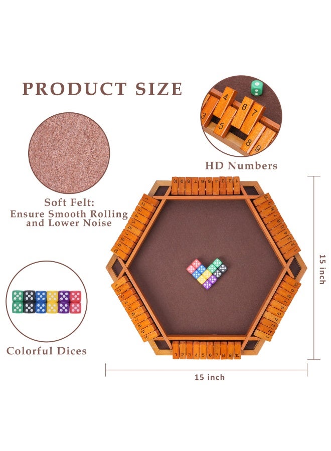 Upgraded 1-6 Players Shut The Box Dice Game, Wooden Board Table Math Game with 12 Dice for Kids Adults, Family Classroom Home Party - Image 3