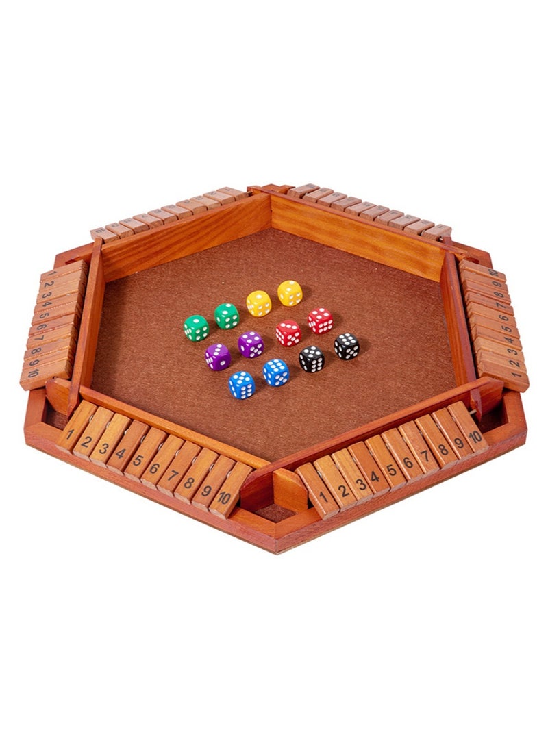 Upgraded 1-6 Players Shut The Box Dice Game, Wooden Board Table Math Game with 12 Dice for Kids Adults, Family Classroom Home Party - Image 1