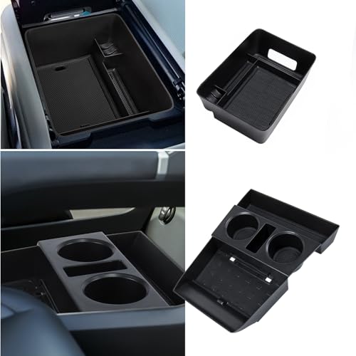 Carwiner 2PCS Center Console Organizer Compatible with 2024 2025 Hyundai Santa Fe Accessories Armrest Drawer Storage Box with Cup Holder Insert - Image 1